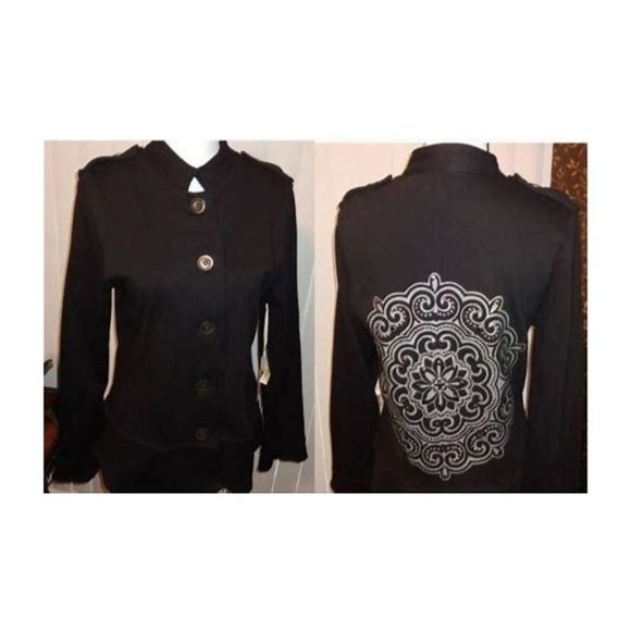 Lili & Q Black Jacket with Mandarin Collar Festival Jacket Boho Clothing Small - Picture 1 of 8